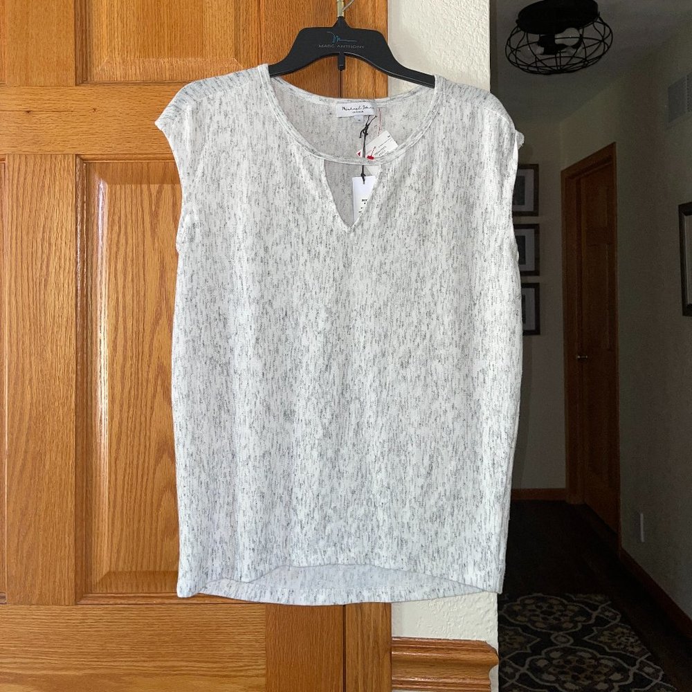 NWT Michael Stars Los Angeles White Gray Heathered Tank Top